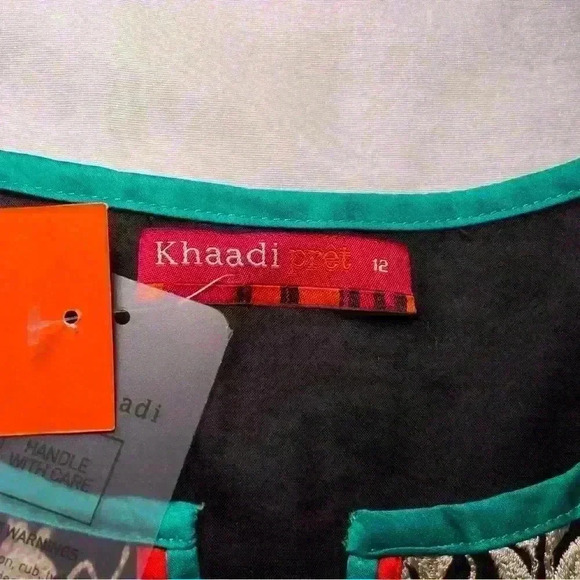 New With Tags Pakistani Women Khaadi Pret Tunic Dress Black Size 12 Embroidered - Picture 5 of 8